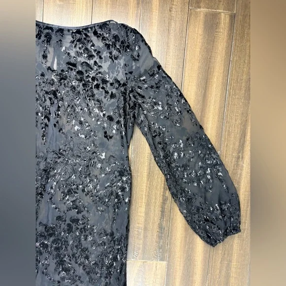 Size L Sheer Long Sleeved Animal Print Maxi Key Hole Round Neck Dress whimsigoth - Picture 5 of 13